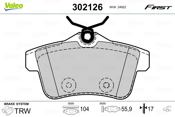 Placute frana # Peugeot 5008 2010 2011 2012 2013 2014 2015 2016 2017 2018 2019 2020 2021 2022 2023 2024 2025 # 302126 # VALEO