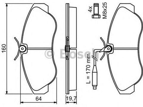 Placute frana PEUGEOT BOXER platou sasiu ZCT BOSCH 0986424031