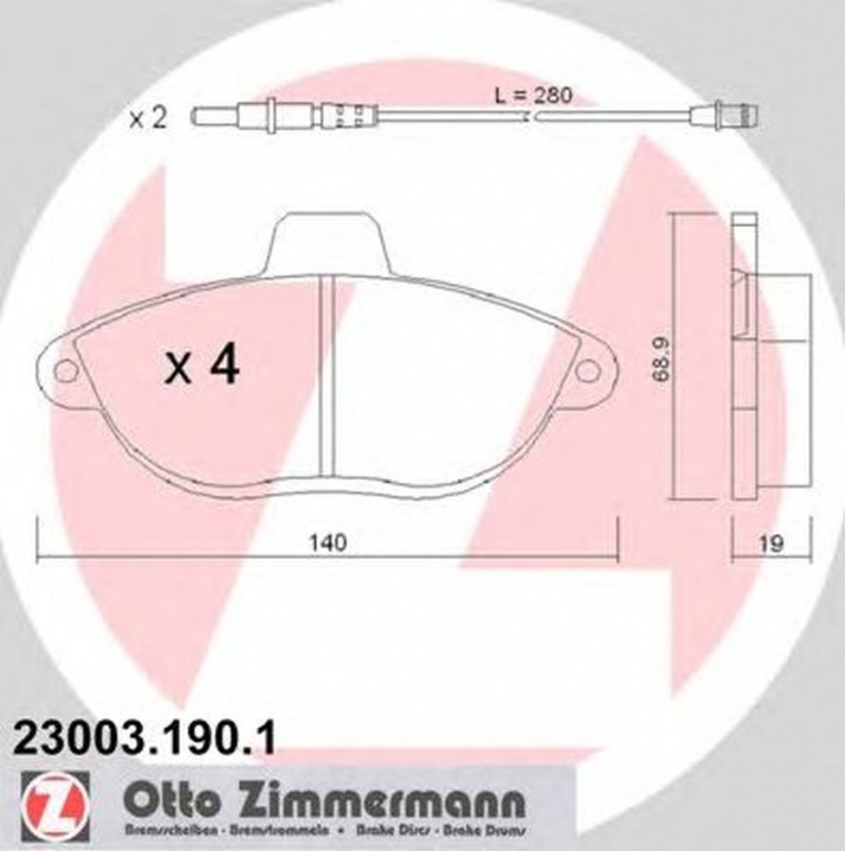 Placute frana PEUGEOT EXPERT caroserie 222 ZIMMERMANN 230031901