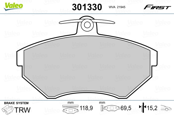 Placute frana # punte fata Vw Scirocco 1985 1986 1987 1988 1989 # 301330 # VALEO