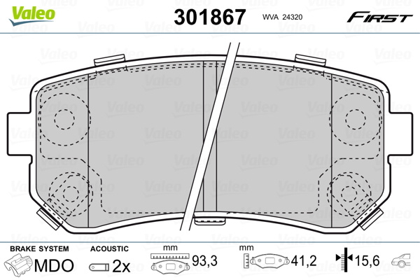 Placute frana # puntea spate punte fata Hyundai Kona 2017 2018 2019 2020 2021 2022 2023 2024 2025 # 301867 # VALEO