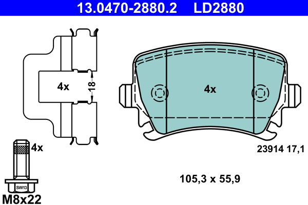 Placute frana # Seat Altea 2004 2005 2006 2007 2008 2009 2010 2011 2012 2013 2014 2015 2016 2017 2018 2019 2020 2021 2022 2023 2024 2025 # 13 0470 2880 2 # ATE