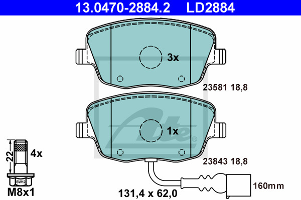 Placute frana # Seat Cordoba 2002 2003 2004 2005 2006 # 13 0470 2884 2 # ATE