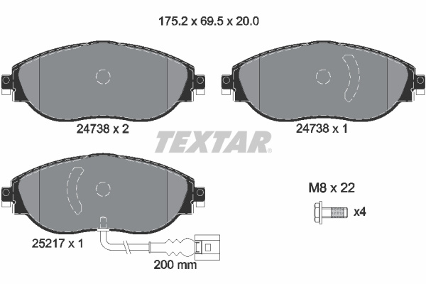 Placute frana # Skoda Octavia 2013 2014 2015 2016 2017 2018 2019 2020 2021 2022 2023 2024 2025 # 2473803 # TEXTAR