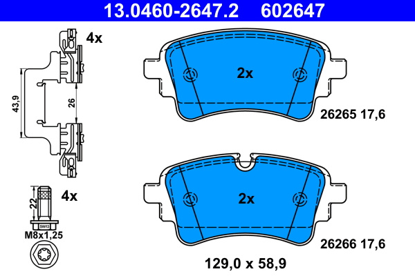 PLACUTE FRANA ~ Spate AUDI A4 B9 (8W2, 8WC) 2015 2016 2017 2018 2019 ~ 13.0460-2647.2 ~ ATE