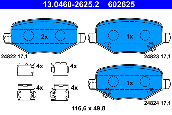 PLACUTE FRANA ~ Spate CHRYSLER GRAND VOYAGER / VOYAGER V (RT) 2007 ~ 13.0460-2625.2 ~ ATE