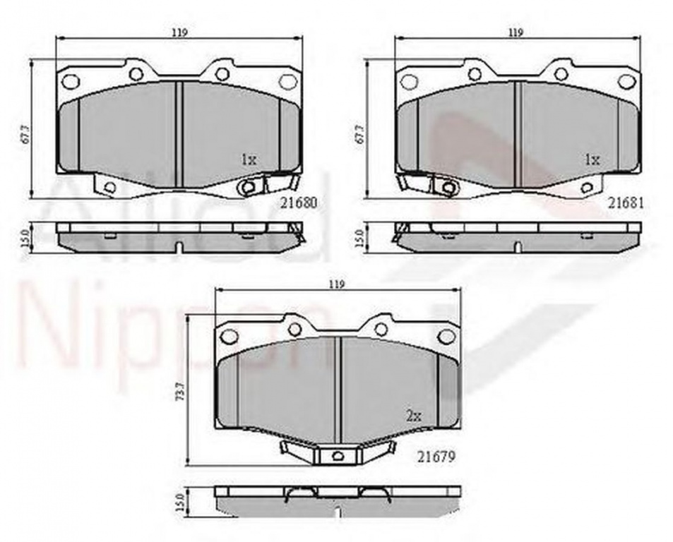 Placute frana TOYOTA HILUX II pick-up LN8 RN5 LN6 YN6 YN5 LN5 RN6 COMLINE ADB3333