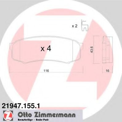 Placute frana TOYOTA LAND CRUISER Hardtop (_J7_) (1990 - 1996) ZIMMERMANN 21947.155.1