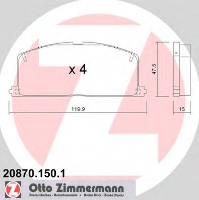 Placute frana TOYOTA PASEO Cabriolet EL54 ZIMMERMANN 208701501