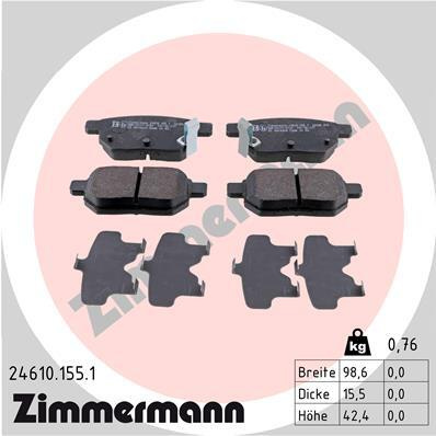 Placute frana ~ Toyota Prius 2015 2016 2017 2018 2019 2020 2021 2022 2023 2024 ~ 24610.155.1 ~ ZIMMERMANN