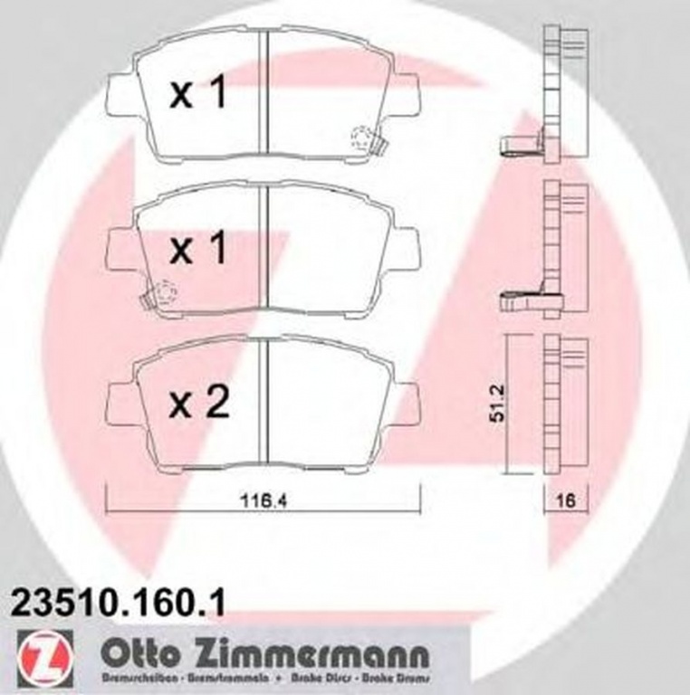 Placute frana TOYOTA PRIUS limuzina NHW11 ZIMMERMANN 235101601
