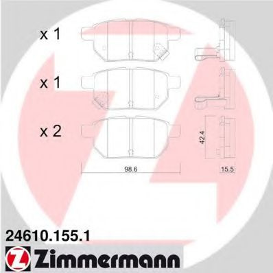 Placute frana TOYOTA VERSO S (NLP12_, NCP12_, NSP12_) (2010 - 2016) ZIMMERMANN 24610.155.1