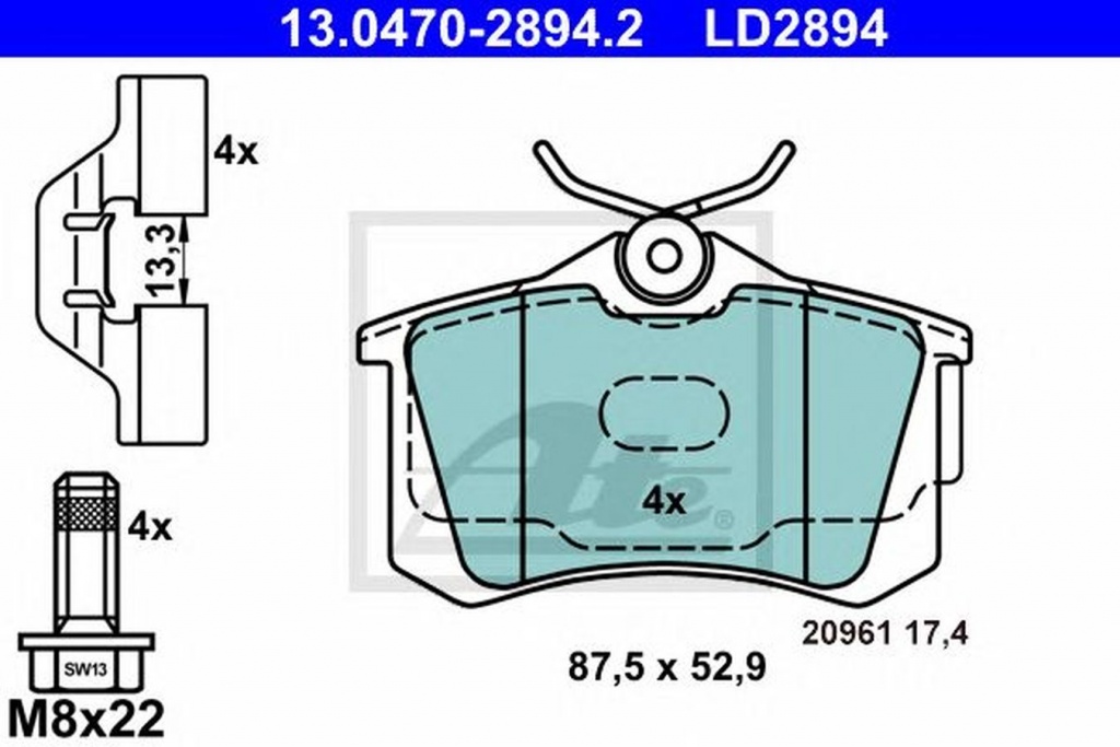 Placute frana VW GOLF III Cabriolet 1E7 ATE 13047028942