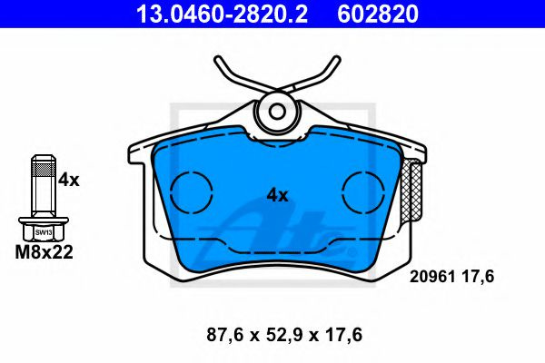 Placute frana VW POLO (6R, 6C) (2009 - 2016) ATE 13.0460-2820.2