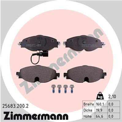 Placute frana ~ Vw T-roc 2017 2018 2019 2020 2021 2022 2023 2024 ~ 25683.200.2 ~ ZIMMERMANN