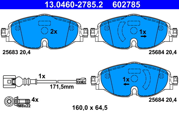 Placute frana ~ Vw Tiguan 2016 2017 2018 2019 2020 2021 2022 2023 2024 ~ 13.0460-2785.2 ~ ATE