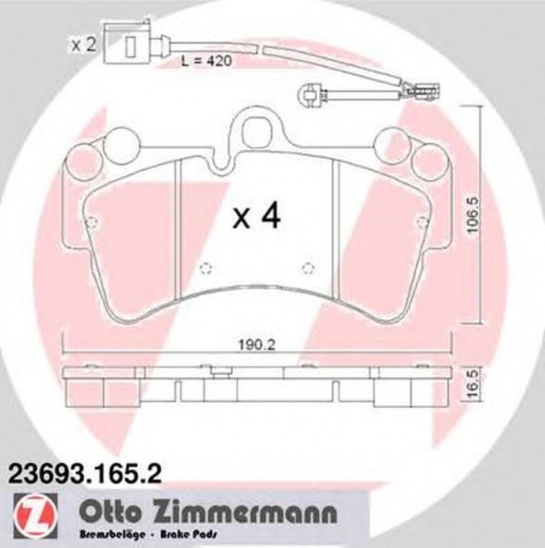 Placute frana VW TOUAREG 7LA 7L6 7L7 ZIMMERMANN 236931652