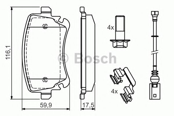 Placute frana VW TRANSPORTER / CARAVELLE Mk V bus (7HB, 7HJ, 7EB, 7EJ, 7EF, 7 (2003 - 2016) Bosch 0 986 494 583