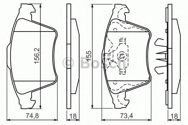 Placute frana VW TRANSPORTER Mk V platou / sasiu (7JD, 7JE, 7JL, 7JY, 7JZ, 7F (2003 - 2016) Bosch 0 986 494 203