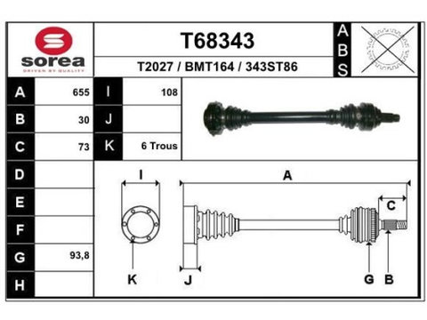 Planetara Bmw Seria 5 (E60/E61), 12.2001-03.2010, Seria 6 (E63), 01.2004-12.2010, Seria 7 (E65, E66, E67), 11.2001-12.2009, spate Stanga , Dreapta, EAI T68343