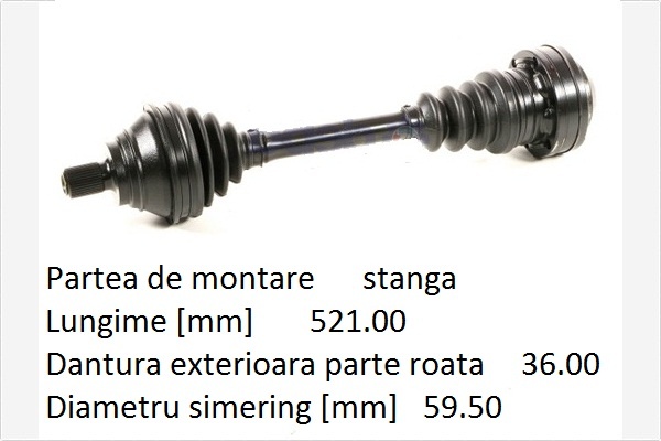 Planetara stanga pentru Audi A3,Golf 6,7, Passat 3C2,3C5 --2007-2014--3C0407271AE--