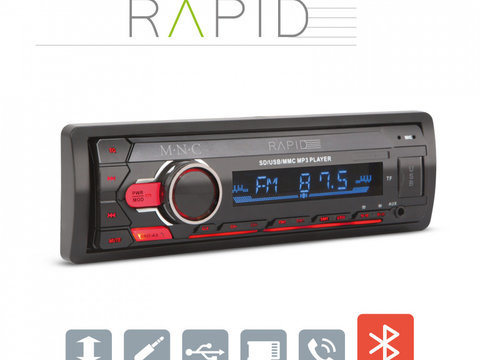 Player auto „Rapid” - 1 DIN - 4 x 50 W - BT - MP3 - AUX - SD - USB 39750