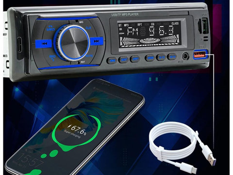 Player Auto RGB, 4 x 50W, model 7021A, cu Bluetooth, Telefon, Radio, MP3, AUX, Card, Telecomanda AVX-WT-7021A