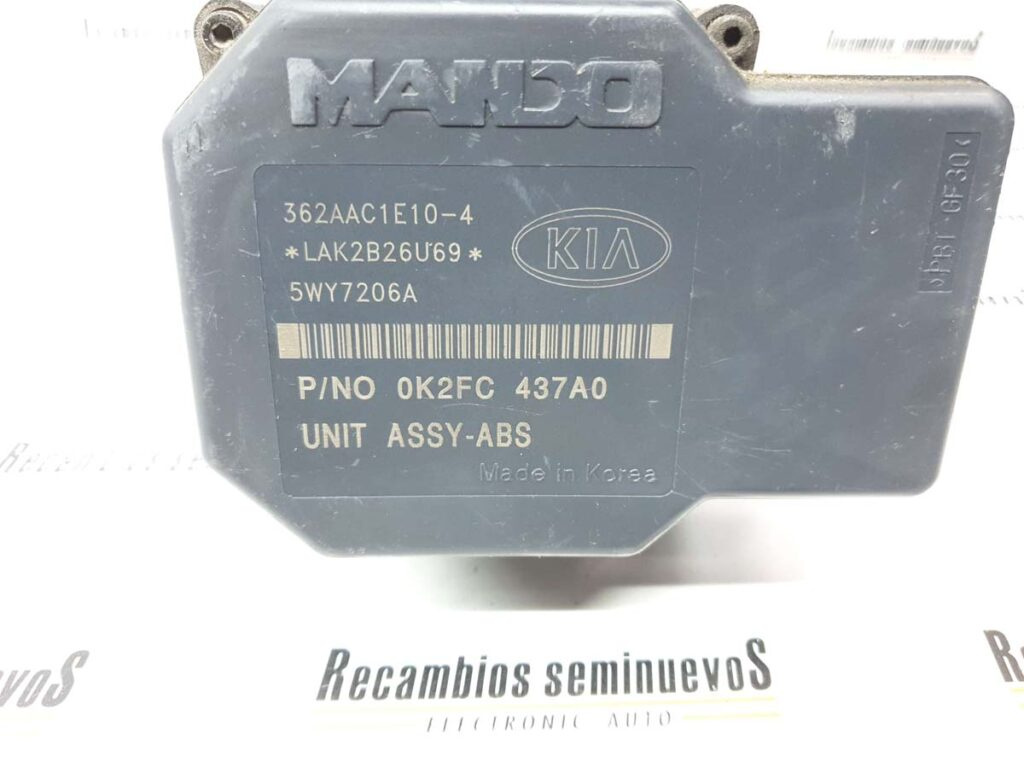 Pompa ABS HYUNDAI Bloc manete KIA CARENS 362AAC1E10 4 / 362AAC1E104 / 5WY7206A / 0K2FC 437A0 / 0K2FC437A0 / BH60103600 / KKK362AAC1E10 4 / 362AAC1E104 / 5WY7206A / 0K2FC 437A0 / 0K2FC437A0 / BH60103600 / KKK