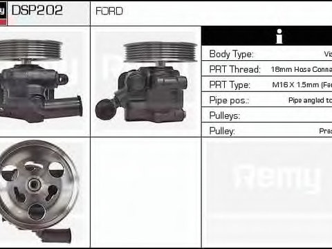 Pompa hidraulica sistem de directie DSP202 DELCO REMY pentru Ford Fiesta Ford Courier Ford Ka Ford Ikon