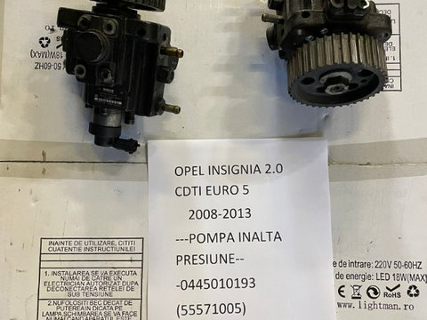 Pompa inalta injectie Opel Insignia 2.0 CDTI A20DT A20DTH 0445010193 55571005