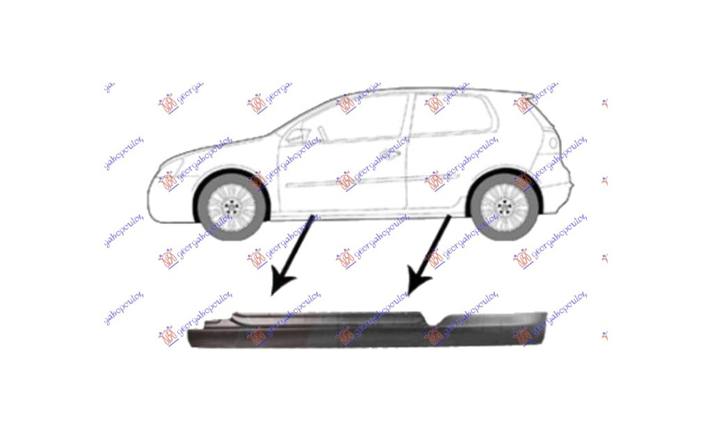 Prag stanga lateral VW Golf 5 2004-2008 NOU 1K3809835 (VARIANTA 3 USI)