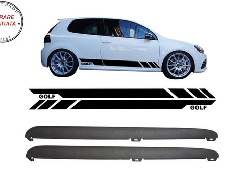 Praguri Laterale VW Golf VI Golf 6 (2008-2014) GTI Design cu Stickere Laterale Neg- livrare gratuita