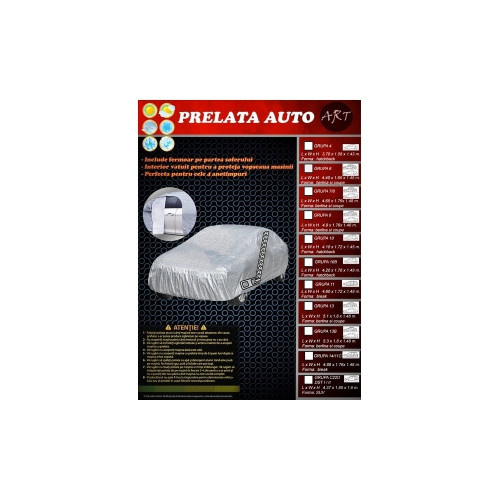 Prelata auto GRUPA 9 DELUX Dimensiuni: 4.90x1.76x1.48m