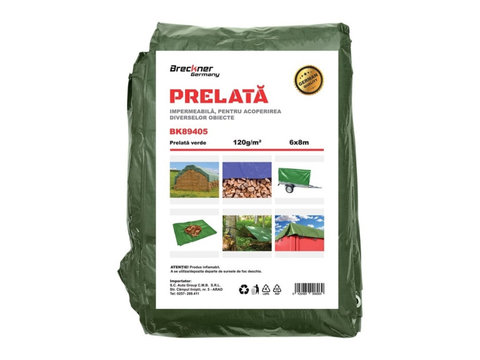 Prelata cu ochiuri de prindere 120g/m2 verde 6x8m Breckner Germany ERK AL-120721-4