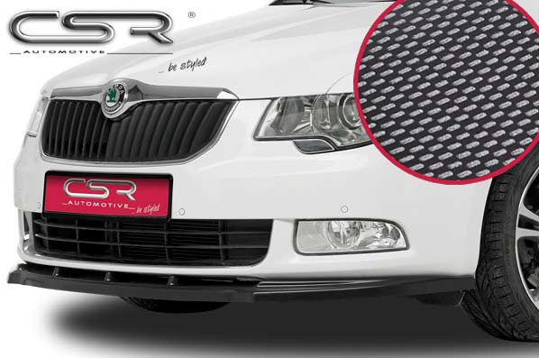 Prelungire Bara Fata Lip Spoiler Skoda Superb II toate modelele 2008-06/2013 CSR-CSL031-C Plastic ABS carbon look