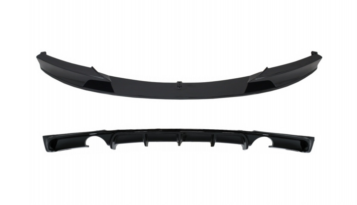 Prelungire Bara Fata si Difuzor Bara Spate cu Evacuare Dubla compatibil cu BMW Seria 3 F30 F31 (2011-2019) M Performance Design Negru Lucios Tuning BMW Seria 3 6 (F3x) 2011 2012 2013 2014 2015 2016 CORDBMF30MPDOSGPBFBS