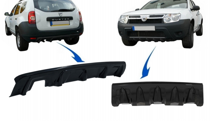 Prelungire Bara Fata si Spate compatibil cu DACIA Duster 4x4 / 4x2 (2010-2017) Negru Lucios Tuning Dacia Duster 1 2010 2011 2012 2013 COSPRBDDPB