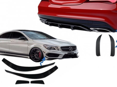 Prelungiri Extensii Bara compatibil cu Mercedes CLA W117 C117 X117 (2013-2018) CLA45 Design Tuning Mercedes-Benz CLA-Class C117 2013 2014 2015 2016 COCBSPMBW117AMG2