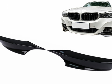 Prelungiri Laterale Bara Fata compatibil cu BMW Seria 3 F34 GT (2013-2020) Negru Lucios FLSBMF34MT