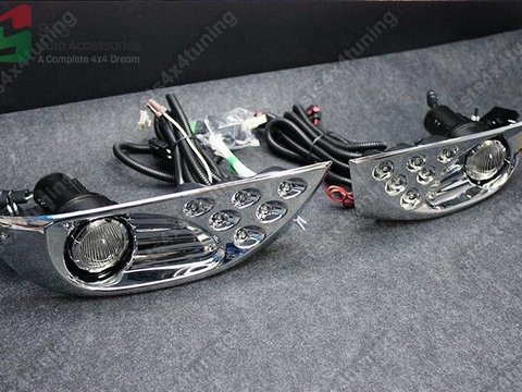 PROIECTOARE CU LED DRL TOYOTA LAND CRUISER PRADO FJ120 2003-2009 CROM