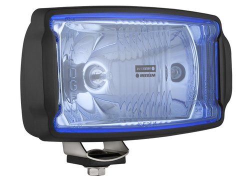 Proiector auto Wesem 12/24V 220x123x120mm Universale albastre carcasa neagra , cu lumina de drum , 1 buc.