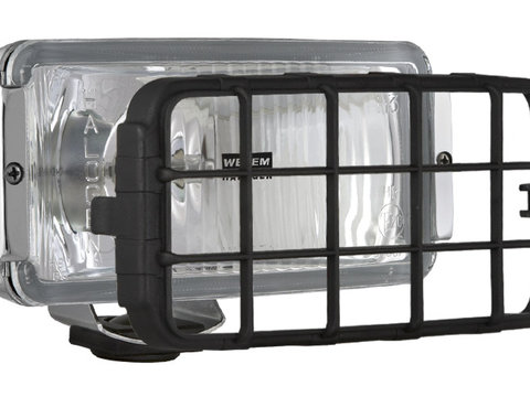 Proiector auto Wesem 12/24V bec H3 182x86x81mm sticla alba carcasa de plastic cromata , cu lumina de drum