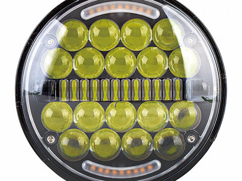 Proiector LED 90W 12-24V cu 2 faze si lumina de zi DRL galbena AL-030321-6