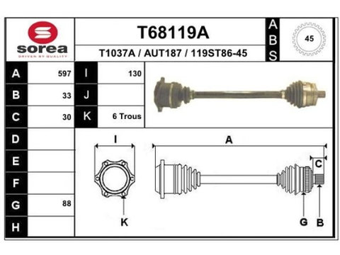 Punte Audi A4 Avant (8d5, B5), 11.1994-09.2001, Skoda Superb (3u4), 12.2001-03.2008, Vw Passat (3b2), 08.1996-12.2005, parte montare stanga, EAI