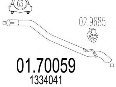 Racord evacuare 01 70059 MTS pentru Ford Focus