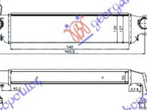 RAD.INT.2,0TD 01-03 (54x130x50)(50/62) - BMW SERIES 3 (E46) SDN 02-05, BMW, BMW SERIES 3 (E46) SDN 02-05, PEUGEOT, PEUGEOT EXPERT 07-16, Partea frontala, Radiator Intercooler, 018606200