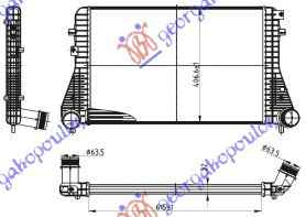RAD. INTERC. BNZ.-DSL (61,5X40,5X32) Φ60 - VW GOLF V 04-08, VW, VW GOLF V 04-08, PEUGEOT, PEUGEOT EXPERT 07-16, PARTEA FRONTALA, RADIATOR INTERCOOLER, 036106220