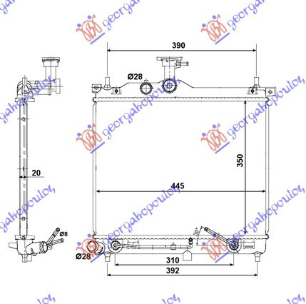 RADIATOR 1.1i12V-1.1CRDi (44.5x35) AUTO , HYUNDAI, HYUNDAI i10 07-10, 068006330