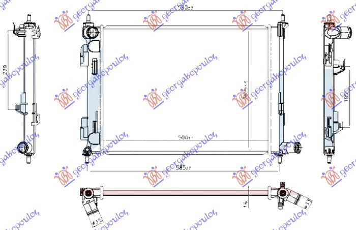 RADIATOR 1.2-1.4 PETROL (480X375X16) - KIA KIA STONIC 17-, KIA, KIA STONIC 17-, 427006310