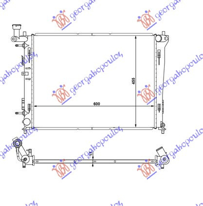 RADIATOR 1.4-1.6-2.0 BENZINA AUTOMATIC (600X440X16) (KOYO) - F2, HYUNDAI, HYUNDAI i30 07-12, 078006315